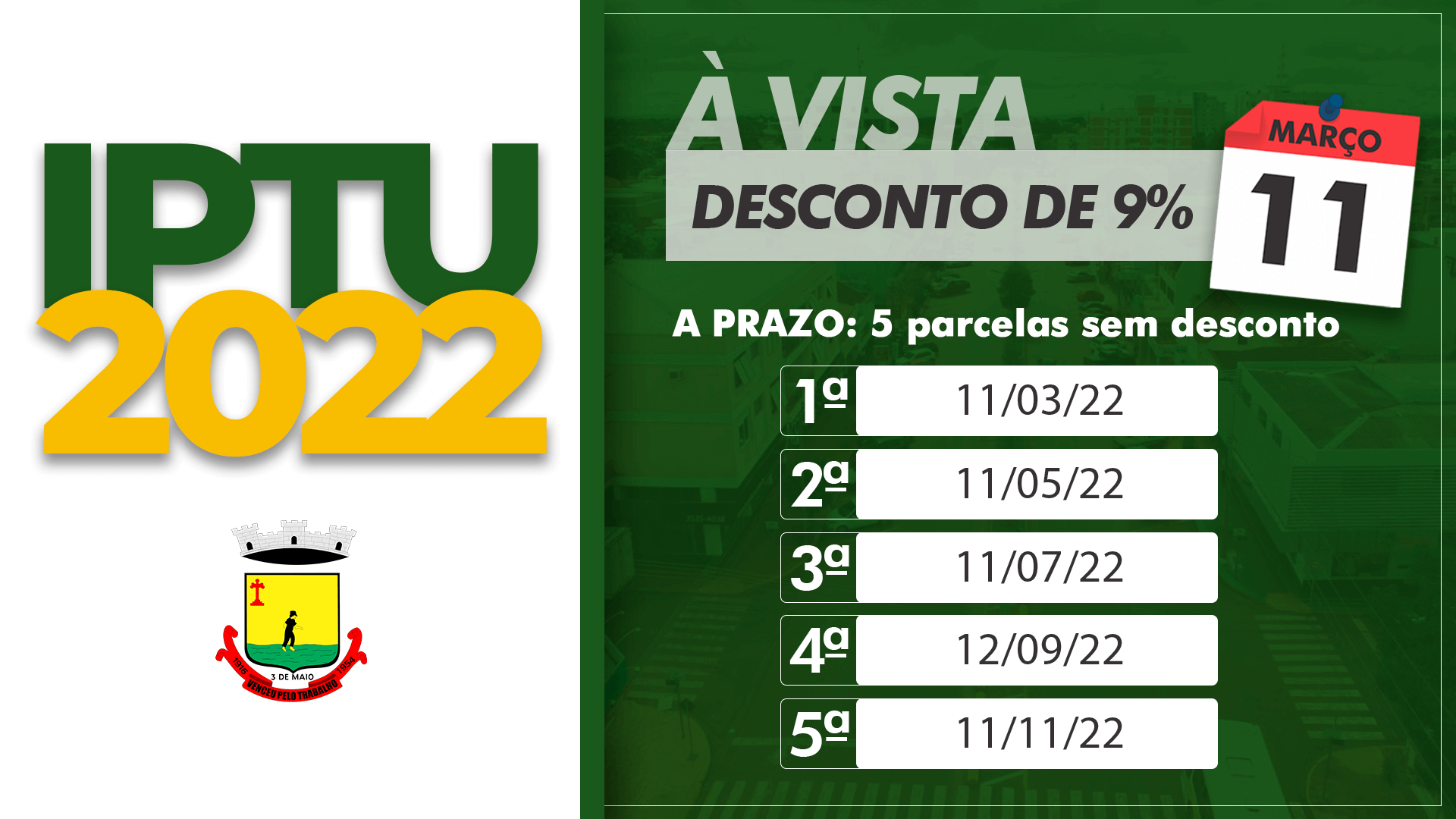CARNÊS DO IPTU 2022 PODEM SER RETIRADOS A PARTIR DO DIA 24 DE JANEIRO